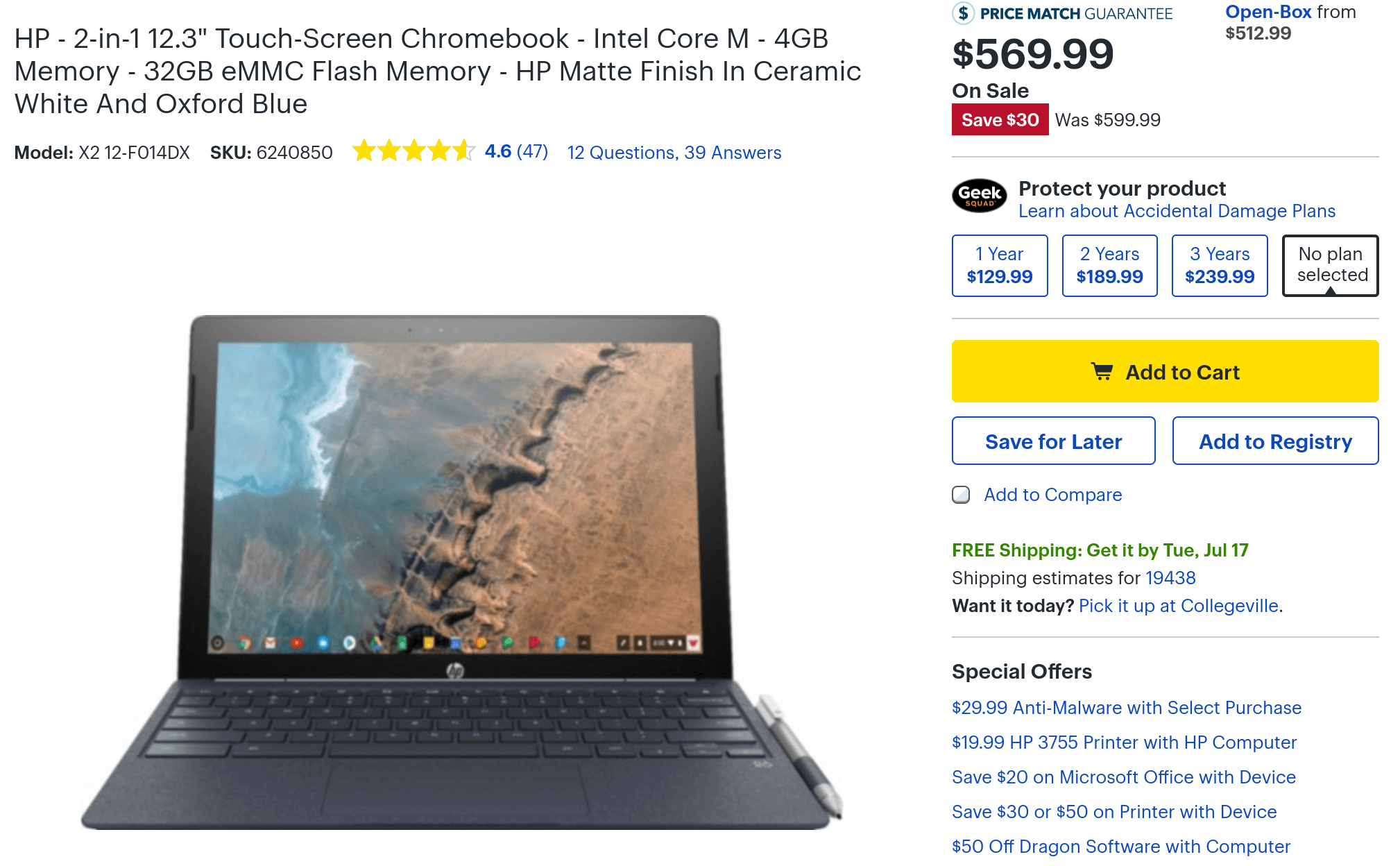 HP Chromebook X2 on sale at Best Buy