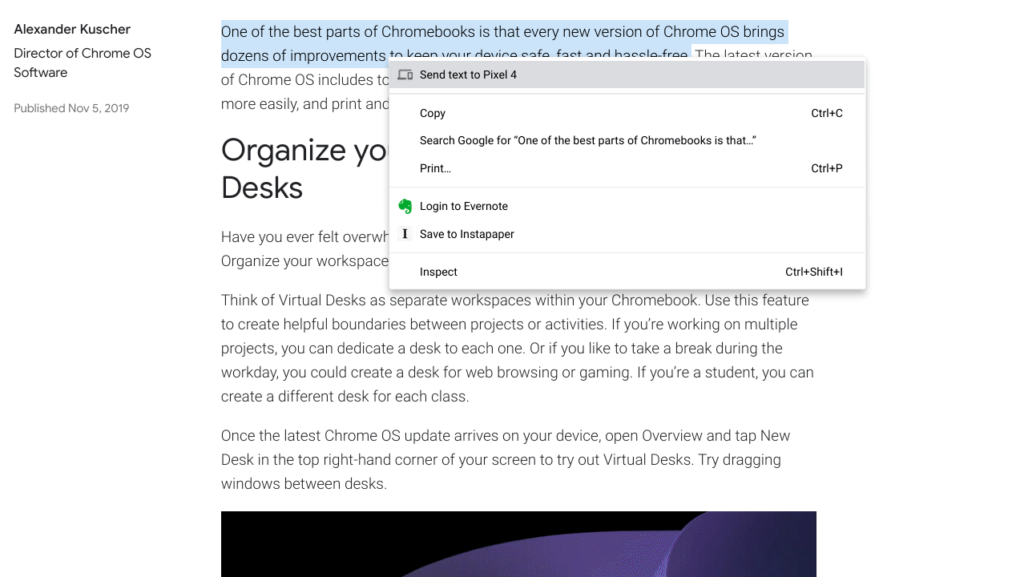 Send text from Chrome OS to Android