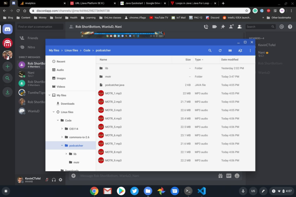 Automatic podcast archiving on a Chromebook using Java