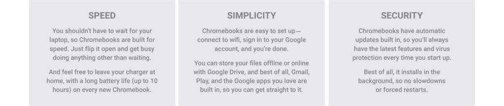 Chromebooks Speed simplicity and security