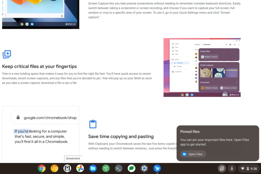 new Tote feature in Chrome OS 89