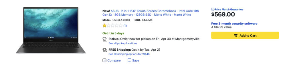 ASUS Chromebook Flip C536 at Best Buy