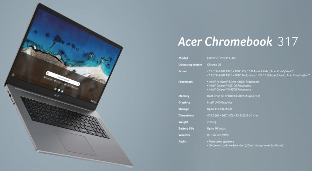 Acer Chromebook 317 specifications