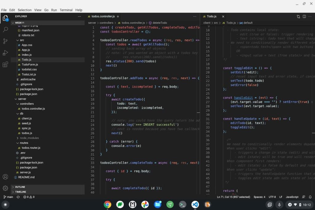 Coding on a Chromebook in Linux