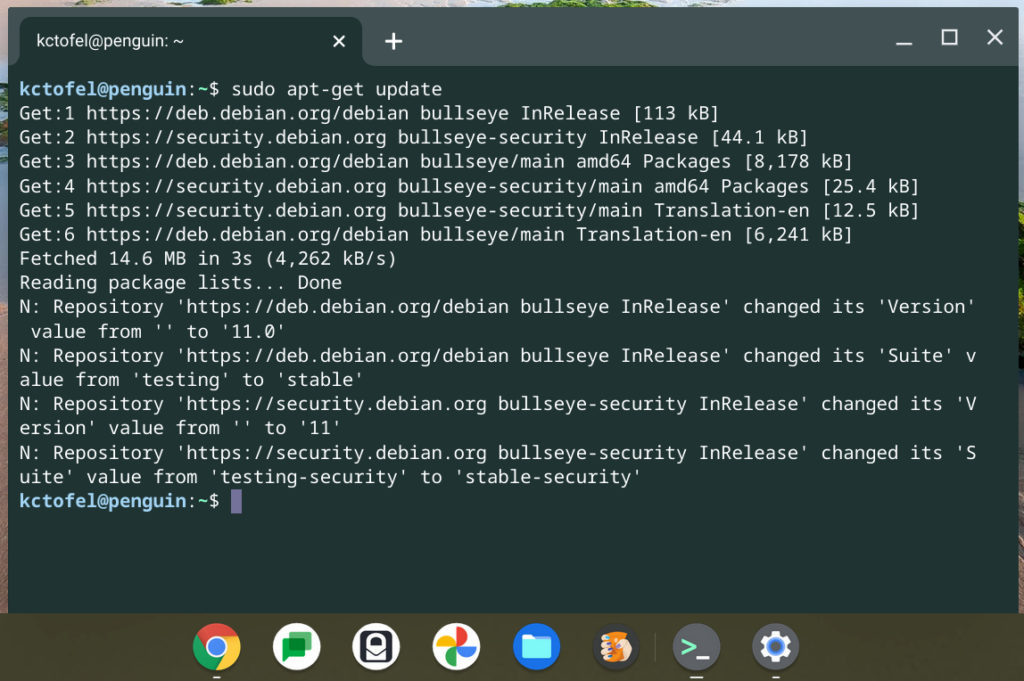 Debian Bullseye for Linux on Chromebooks