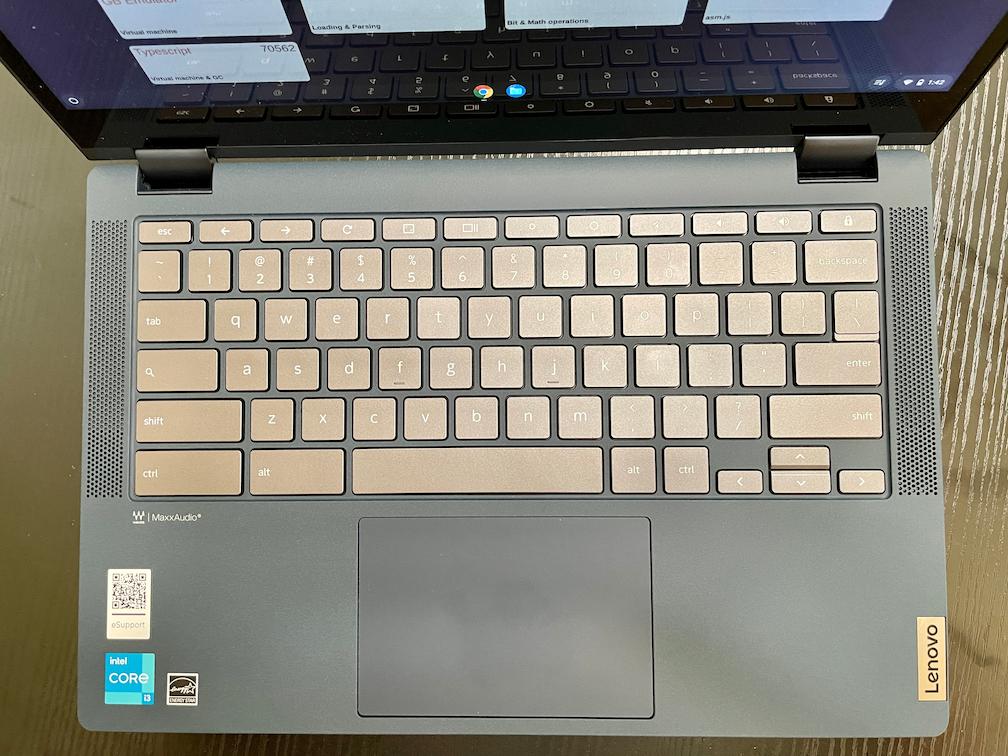 Lenovo Flex 5i Chromebook review keyboard and trackpad