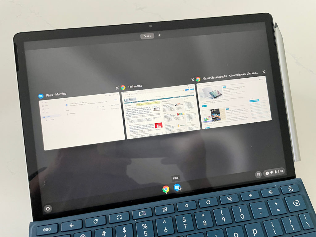 Overview mode on the HP Chrome OS tablet