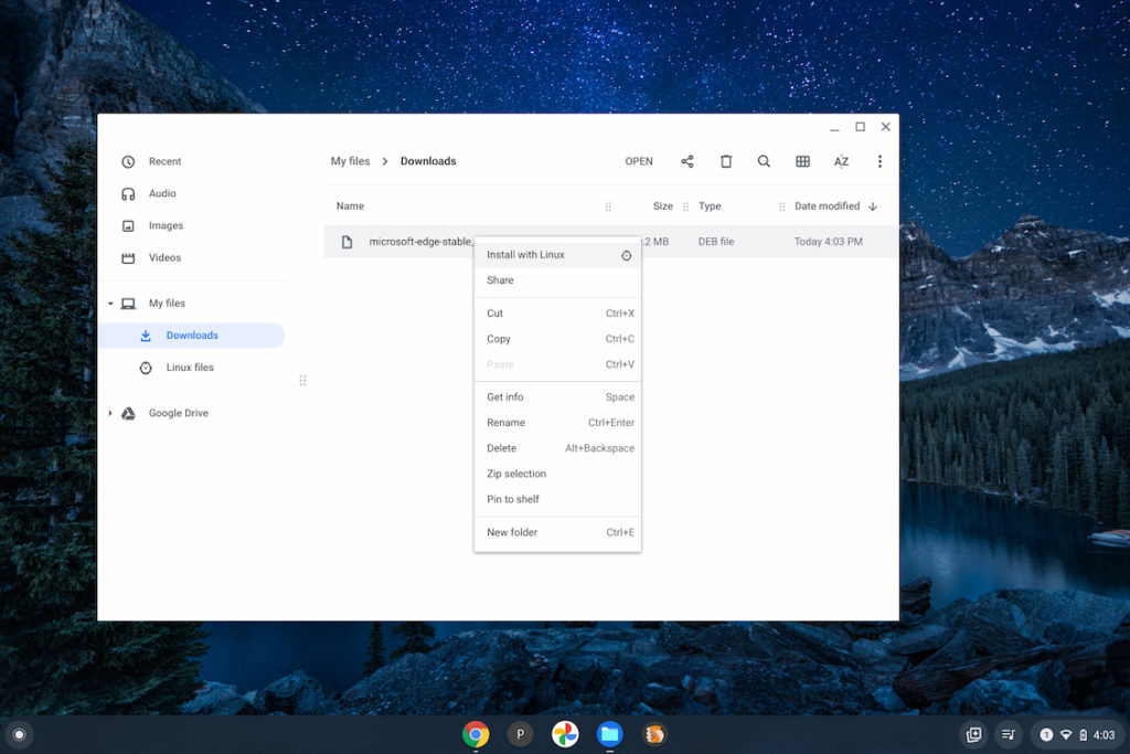 Install Microsoft Edge on a Chromebook