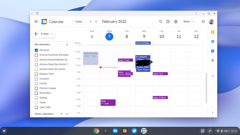 Chrome OS 100 Google Calendar PWA on a Chromebook