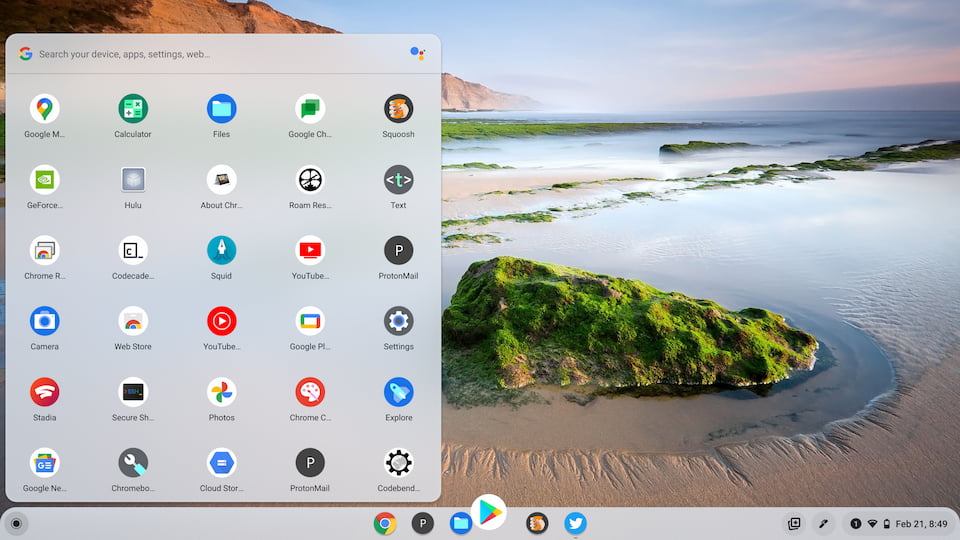 Dropping an app on the System Tray in Chrome OS 100