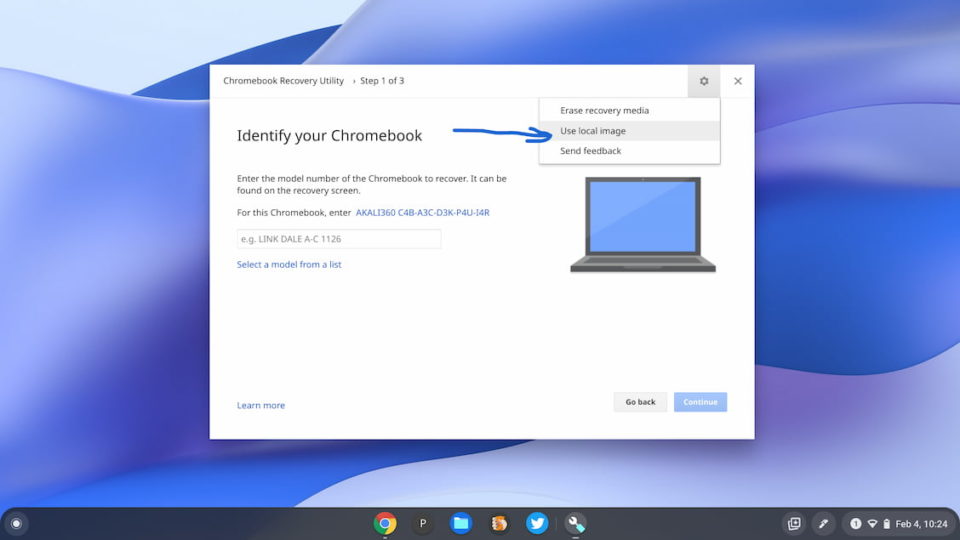Revert Chrome OS version with local image