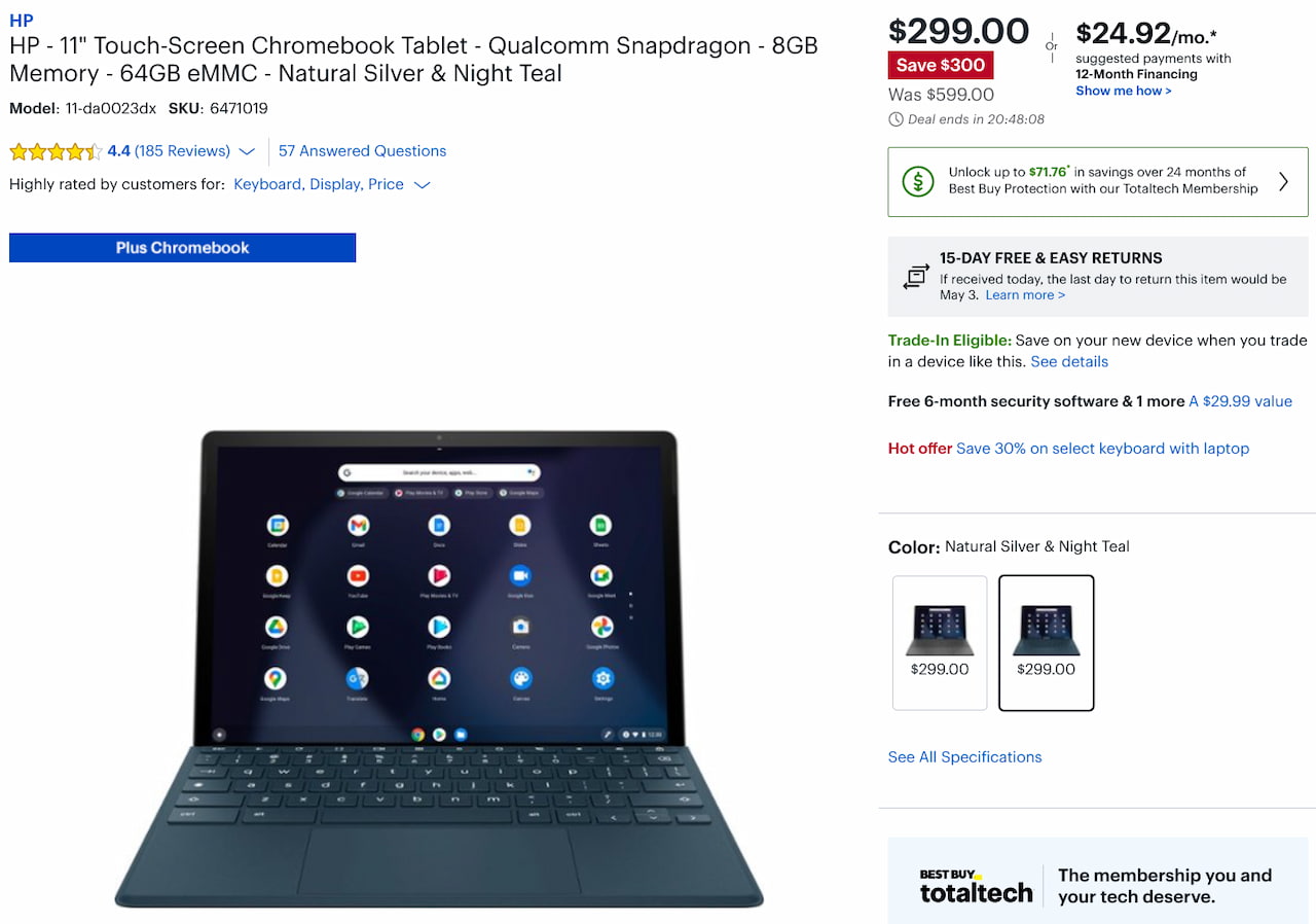 HP Chromebook x2 11 half price discount sale