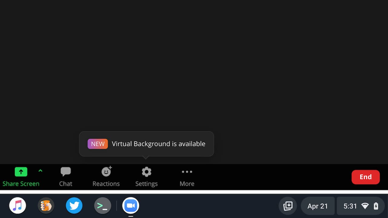 Zoom PWA blur and virtual background feature on Chrome OS