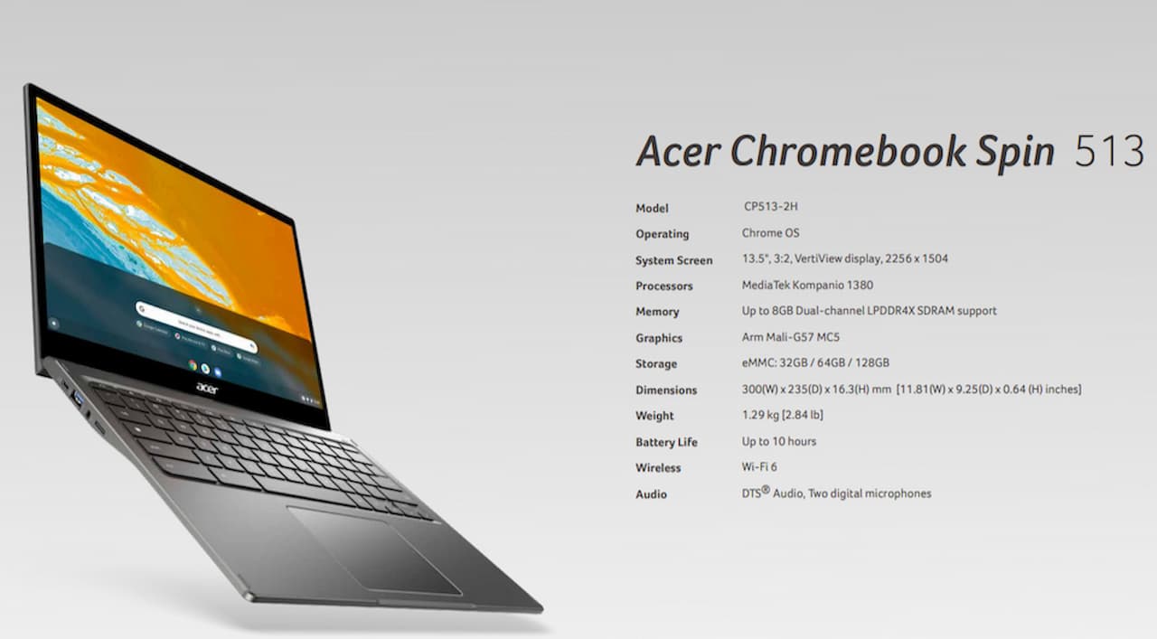 2022 Acer Chromebook Spin 513 specifications