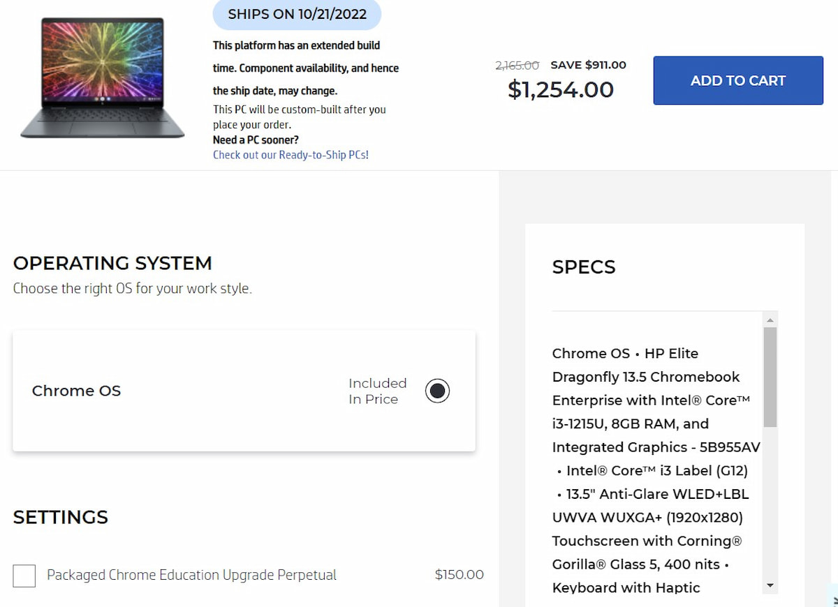 HP Elite Dragonfly Chromebook price slashed