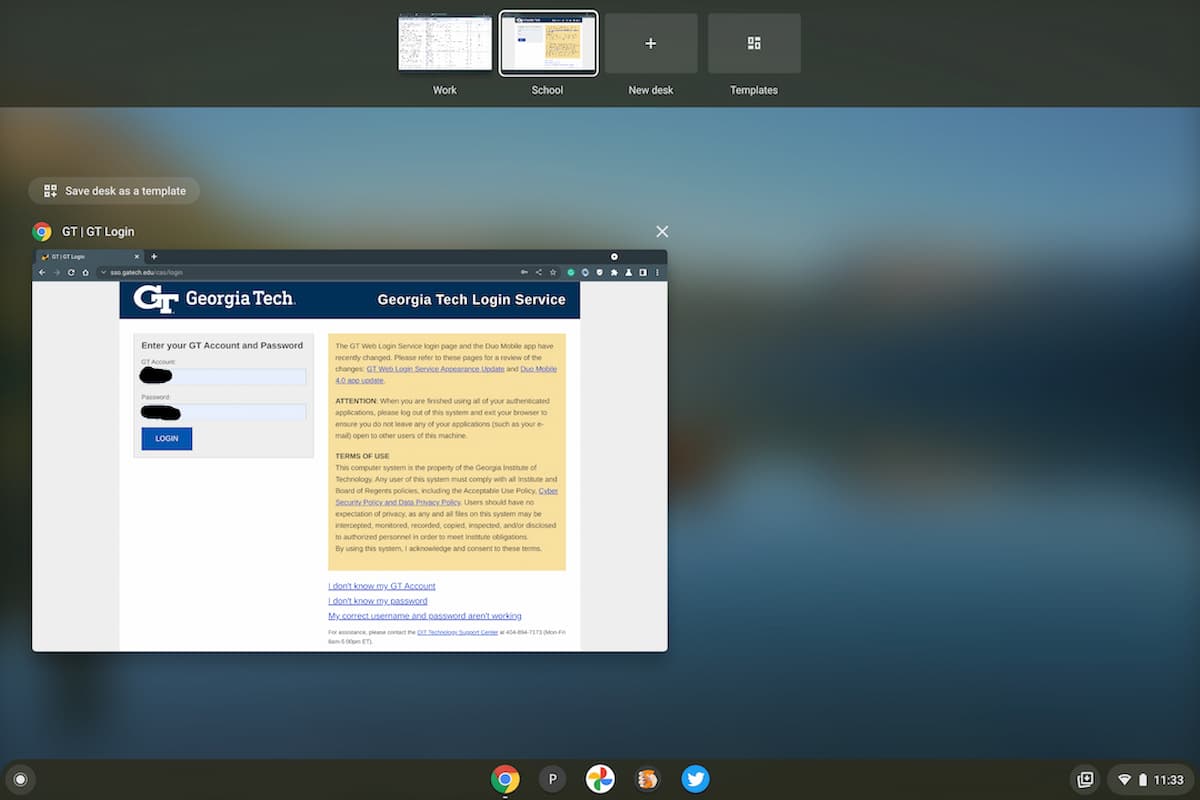 Saved tab groups or virtual desk template in Chrome