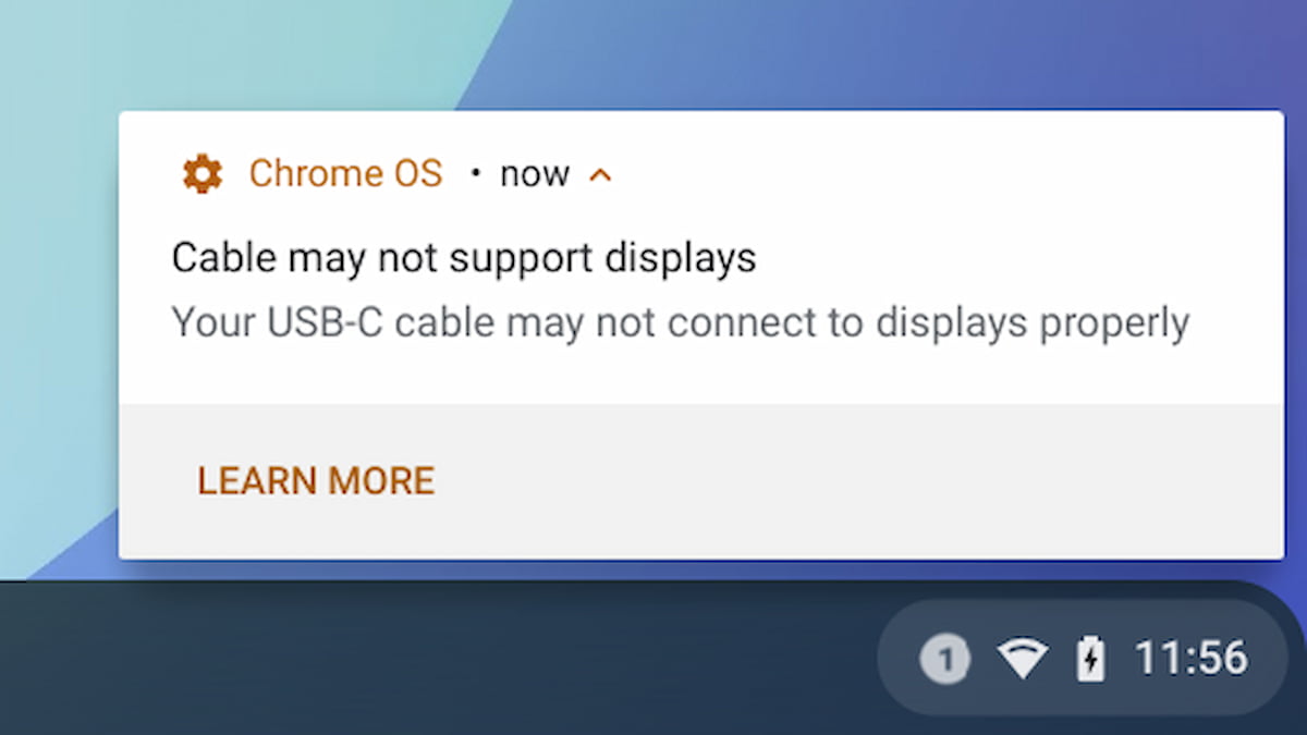 Chrome OS 102 USB C notifications