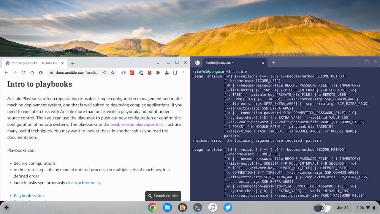 Ansible installed for Linux on Chromebooks