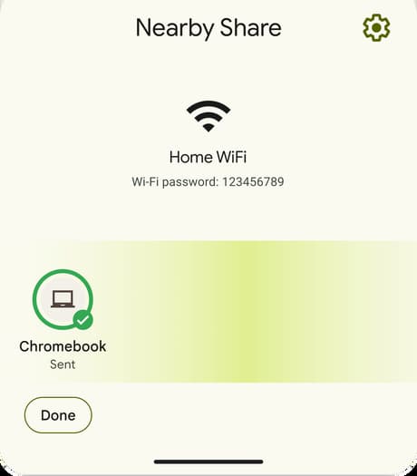 Chrome OS 103 Nearby Share WiFi from Android