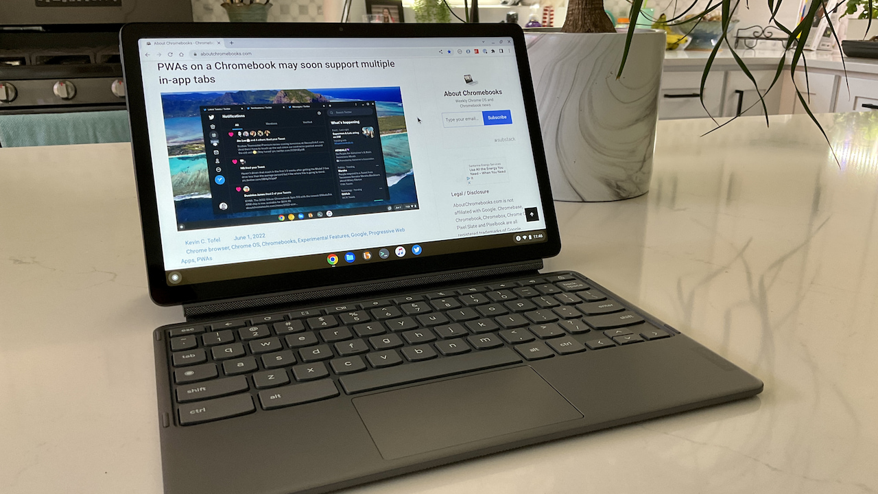 Lenovo IdeaPad Chromebook Duet 3 display and keyboard
