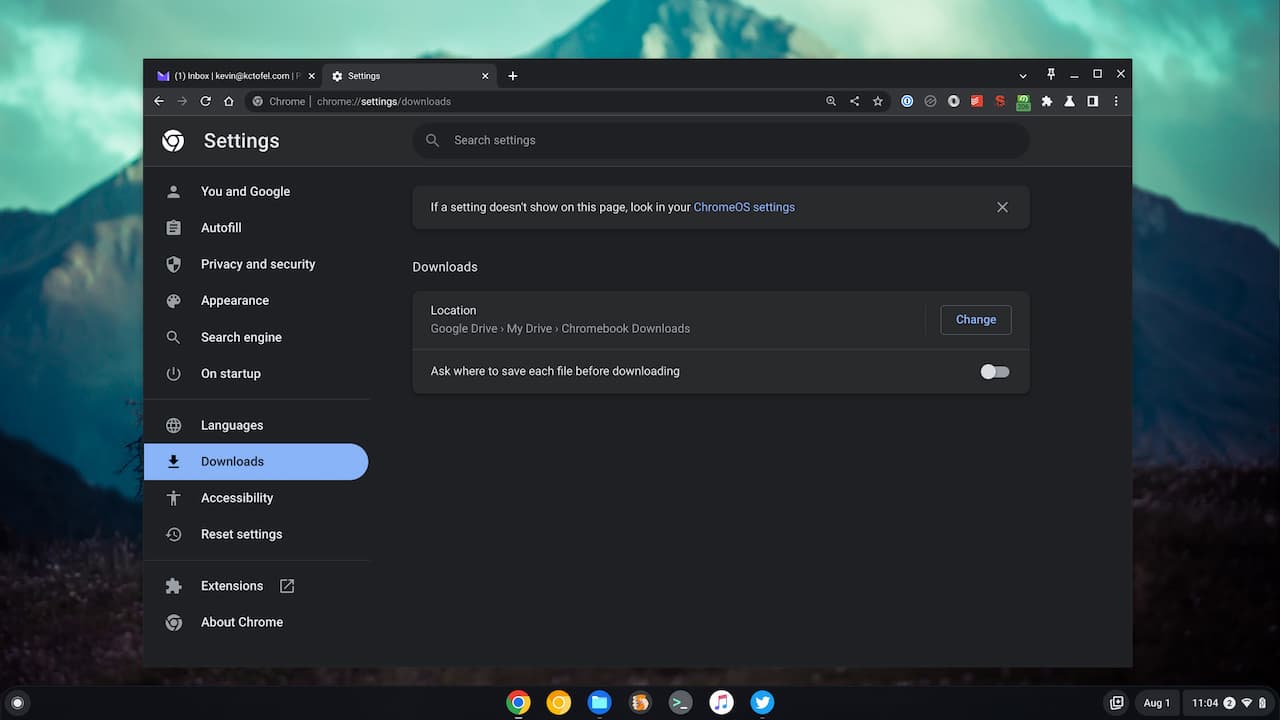 Change Chromebook Downloads folder to Google Drive